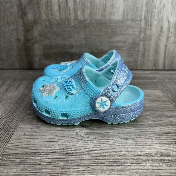 CROCS Frozen Elsa Classic Toddler size 5 Blue Clog - Picture 5 of 8
